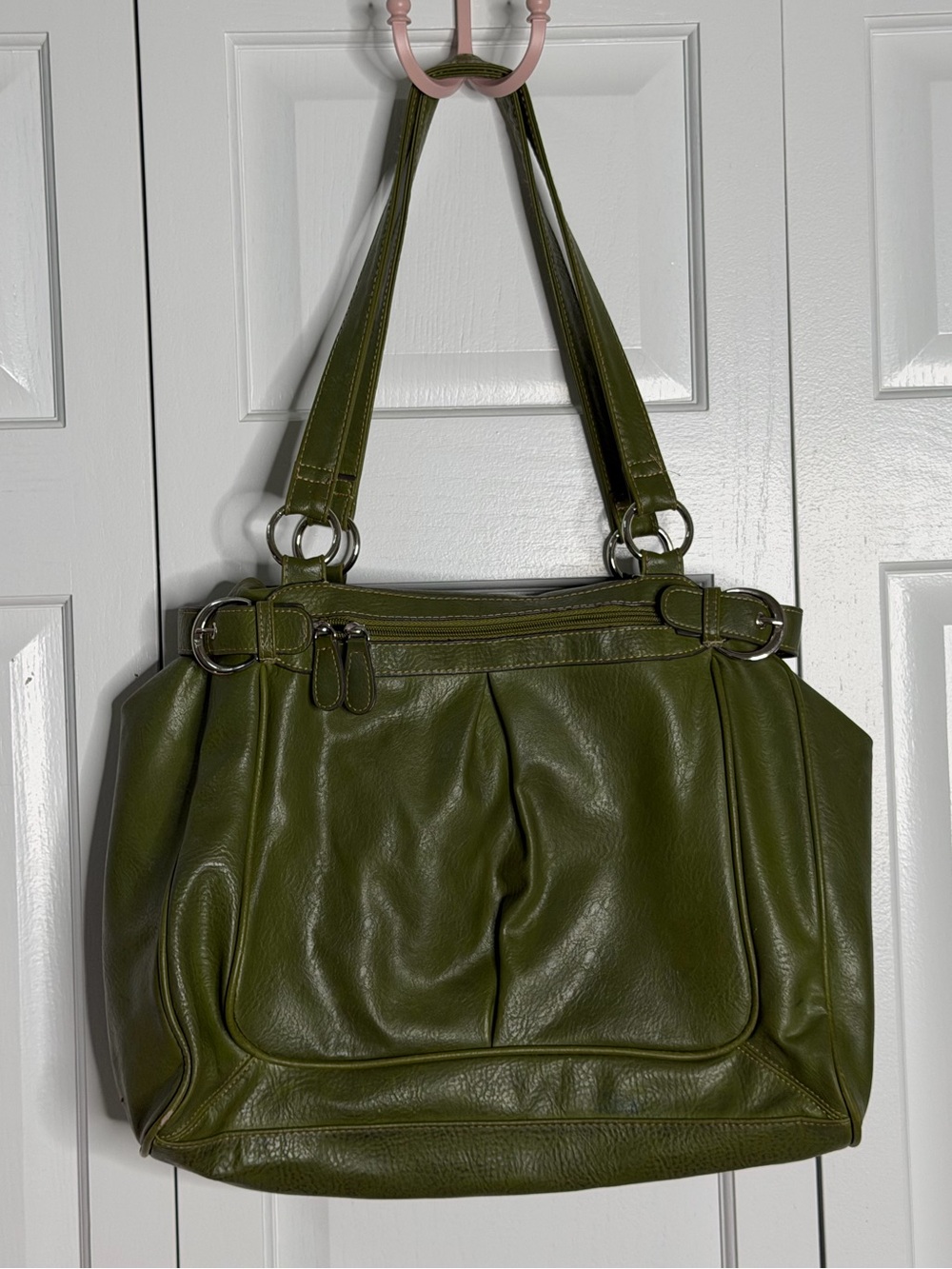 Olive Green Faux Leather purse | Tote Bag